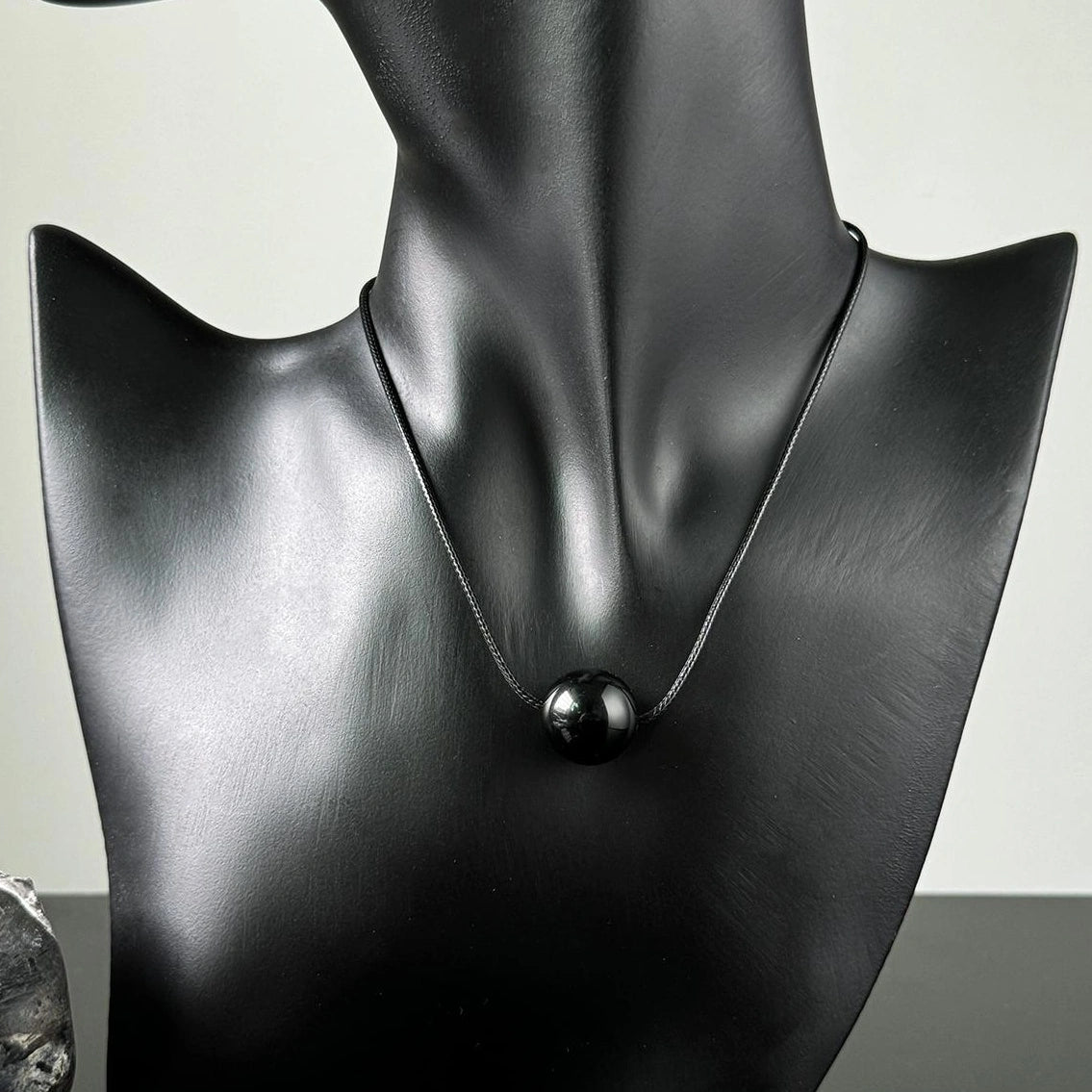 Accessories Adjustable Black Onyx Pendant Leather Cord Necklace