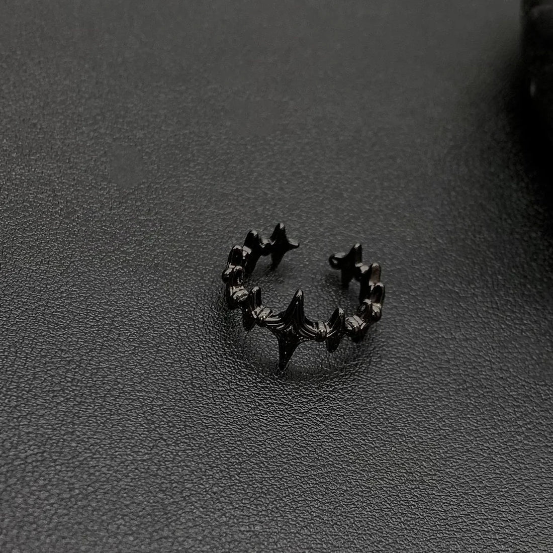 Accessories Adjustable Black Star Spike Ring
