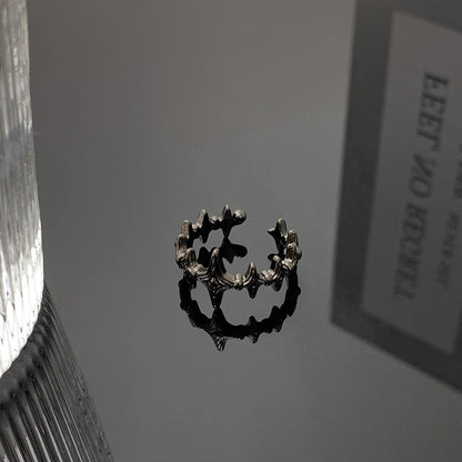Accessories Adjustable Black Star Spike Ring
