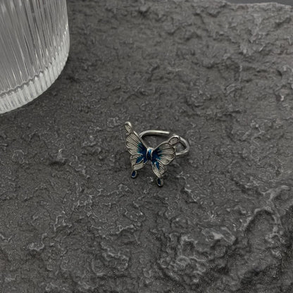 Accessories Adjustable Blue Butterfly Open Ring