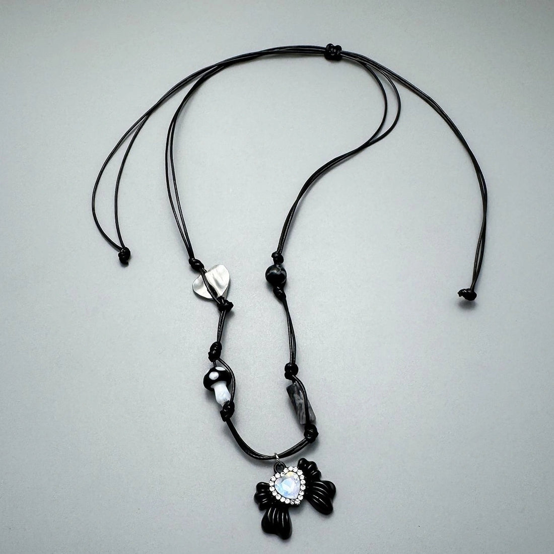 Accessories Adjustable Bow Zircon Pendant Necklace