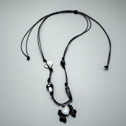 Accessories Adjustable Bow Zircon Pendant Necklace