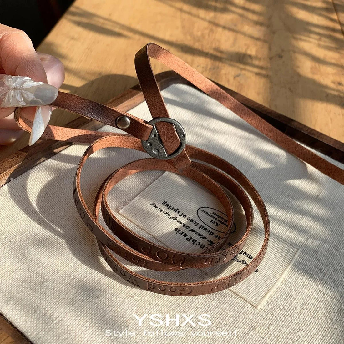 Accessories Adjustable Brown Leather Wrap Choker Necklace
