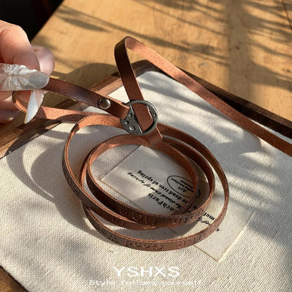 Accessories Adjustable Brown Leather Wrap Choker Necklace