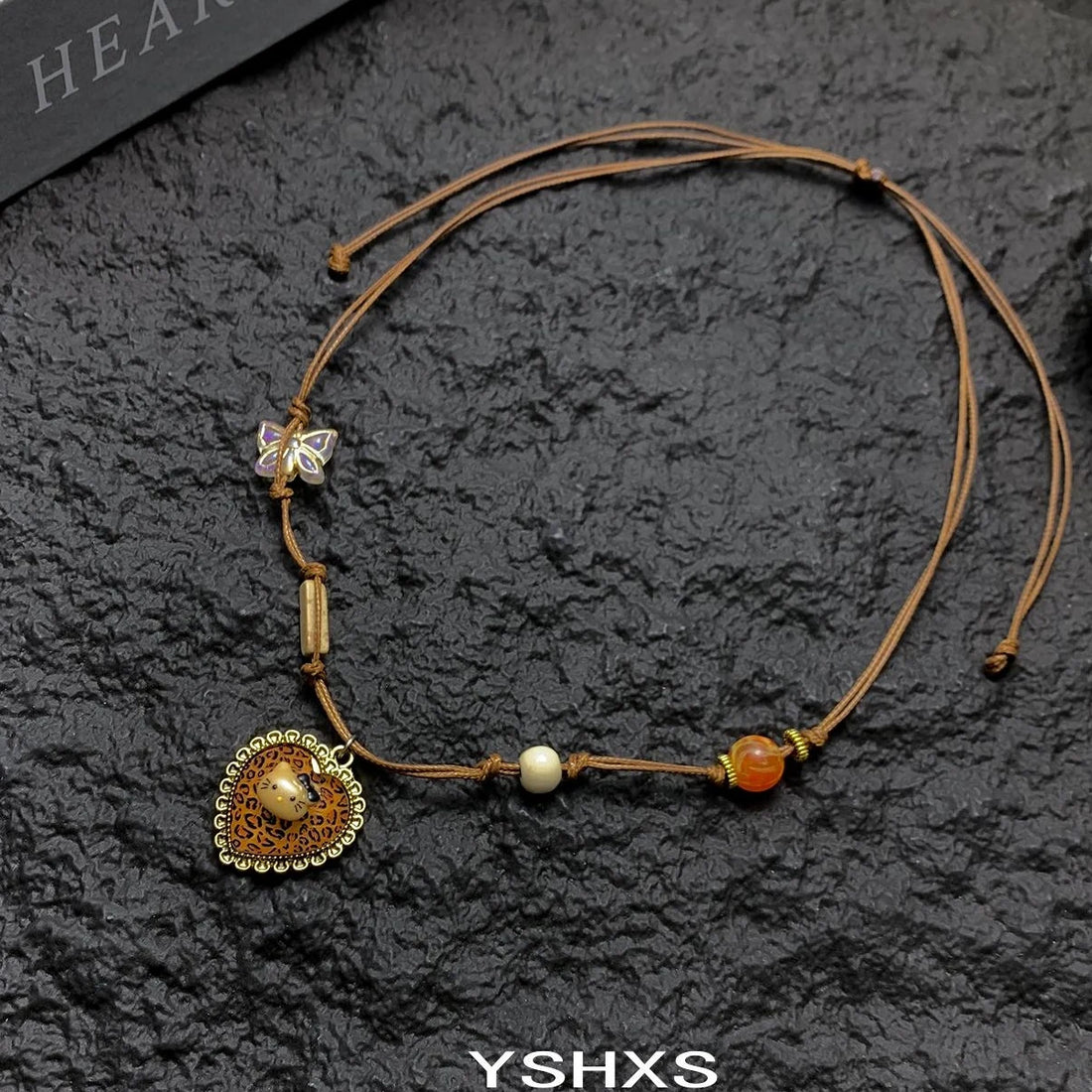 Accessories Adjustable Brown Leopard Kt Cat Pendant Necklace