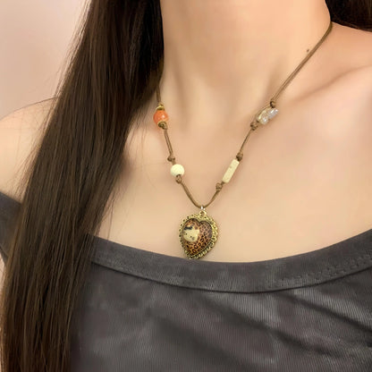 Accessories Adjustable Brown Leopard Kt Cat Pendant Necklace