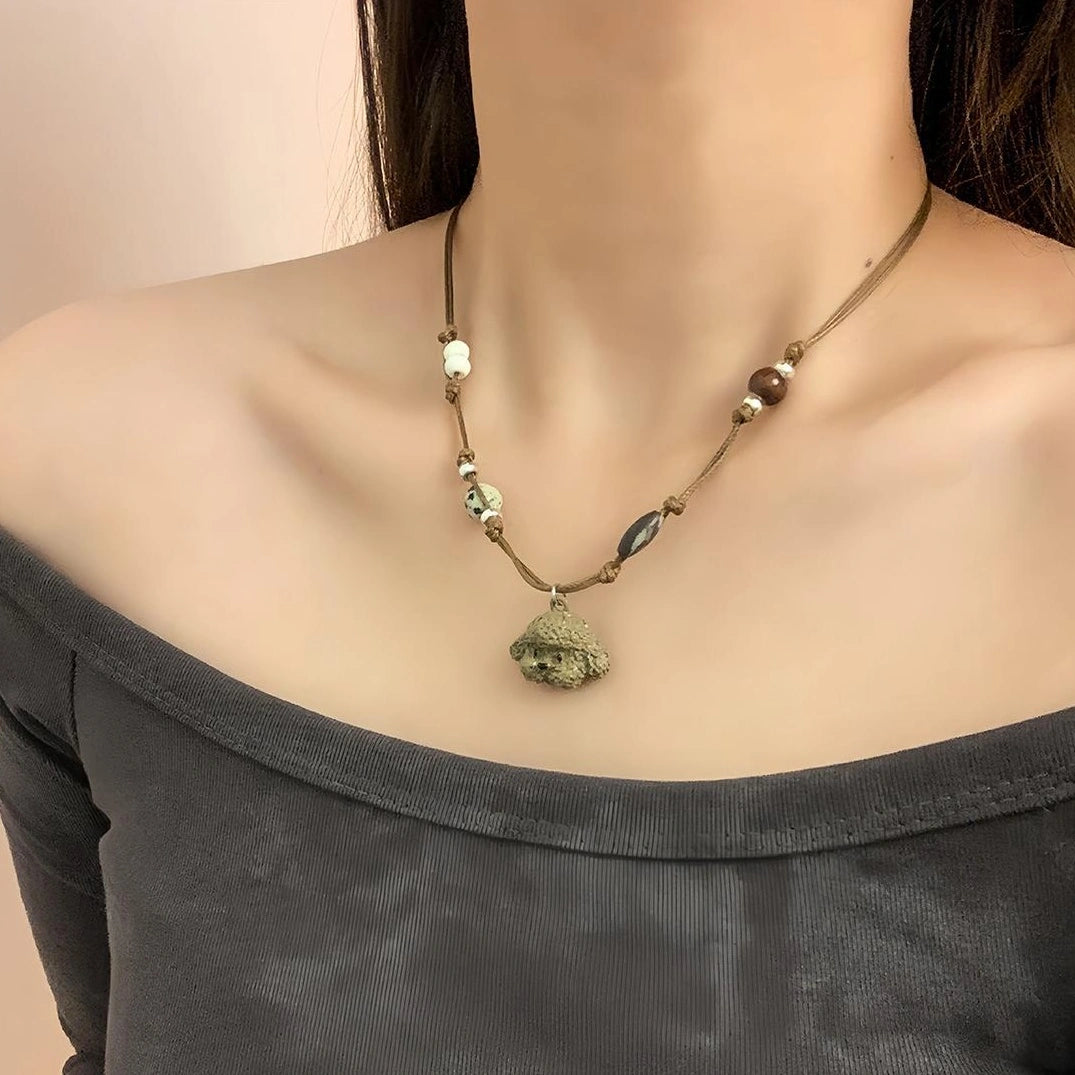 Accessories Adjustable Brown Puppy Pendant Necklace