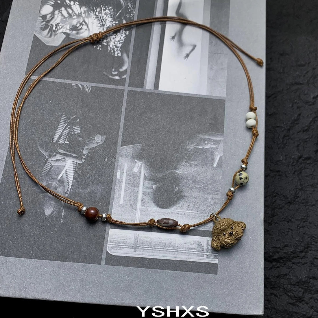 Accessories Adjustable Brown Puppy Pendant Necklace