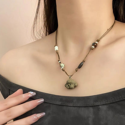 Accessories Adjustable Brown Puppy Pendant Necklace