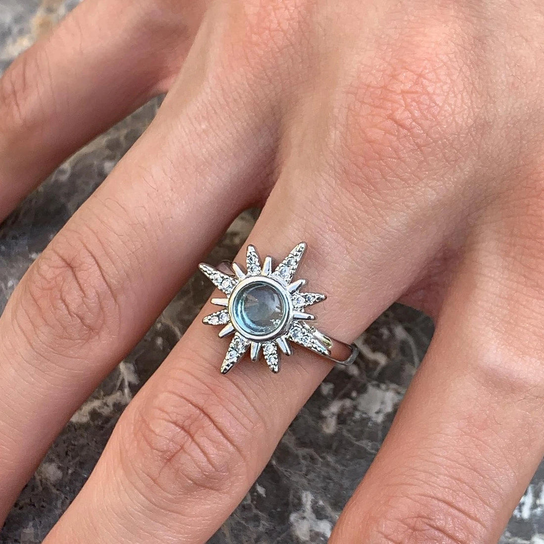 Accessories Adjustable Crystal Sunflower Ring