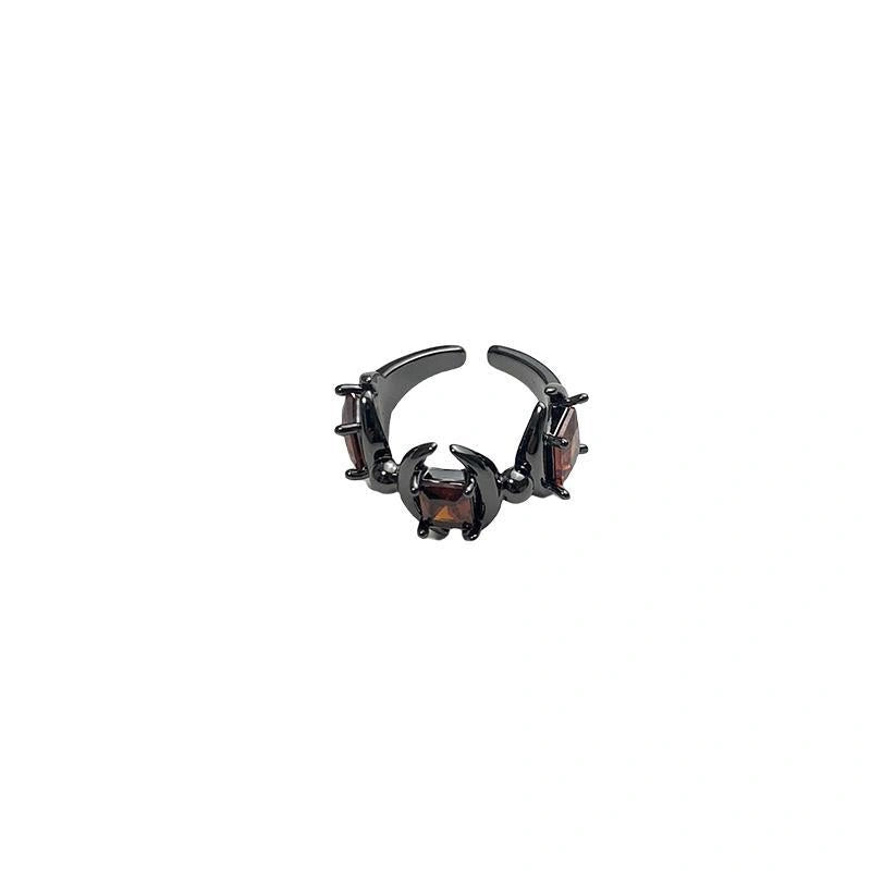 Accessories Adjustable Dark Crescent Geometric Ring