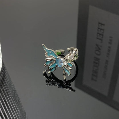 Accessories Adjustable Frost Blue Butterfly Ring