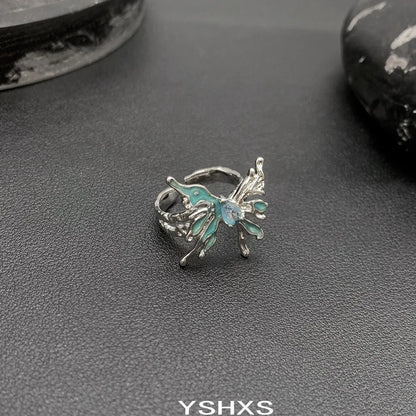 Accessories Adjustable Frost Blue Butterfly Ring