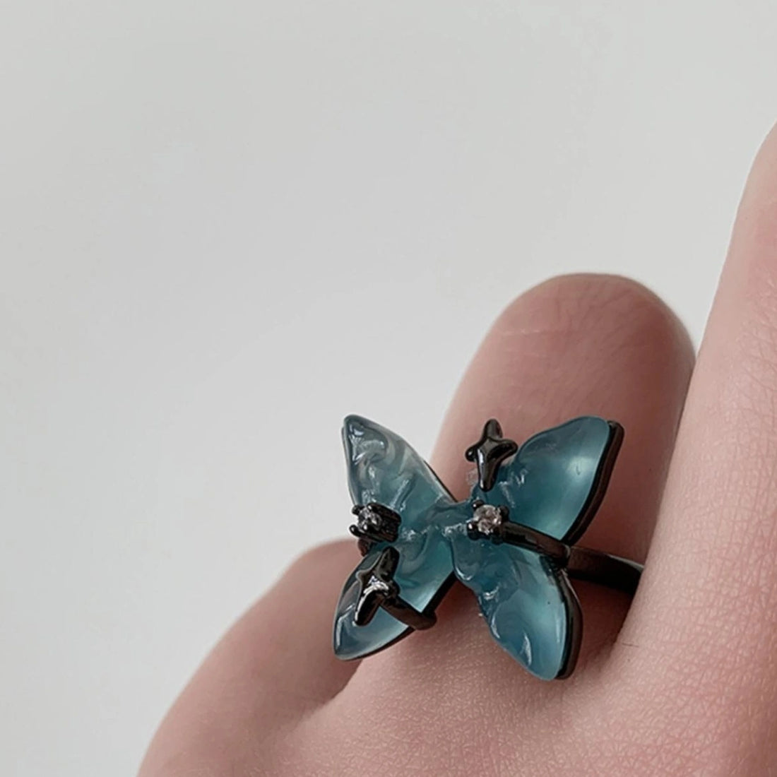 Accessories Adjustable Glacier Blue Butterfly Star Ring