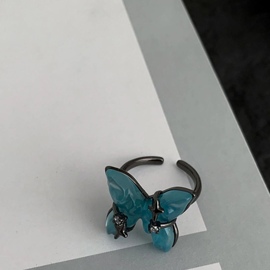 Accessories Adjustable Glacier Blue Butterfly Star Ring