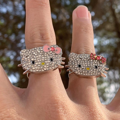 Accessories Adjustable Glitter Cat Ring