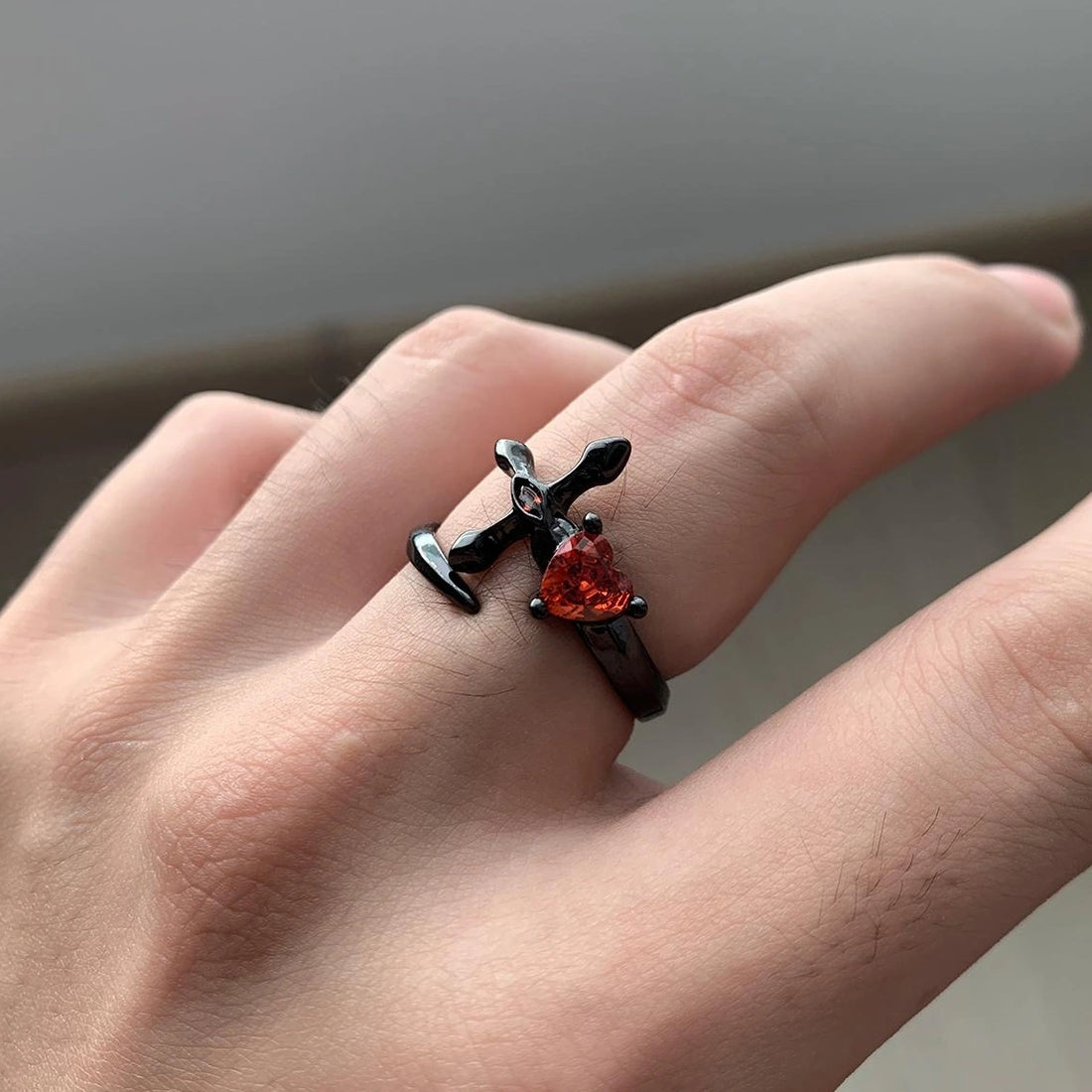 Accessories Adjustable Gothic Red Zircon Punk Ring