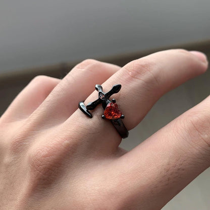 Accessories Adjustable Gothic Red Zircon Punk Ring