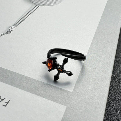 Accessories Adjustable Gothic Red Zircon Punk Ring