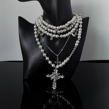 Accessories_Adjustable_Layered_Pearl_Cross_Choker_Necklace_MISSTT