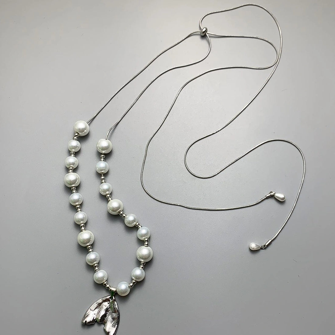 Accessories Adjustable Pearl Pendant Drop Necklace