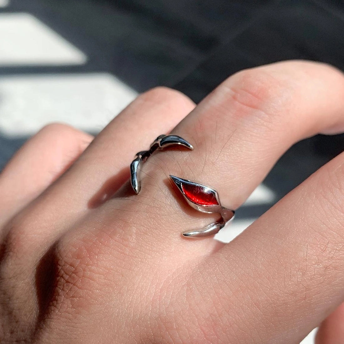 Accessories Adjustable Red Drip Statement Ring