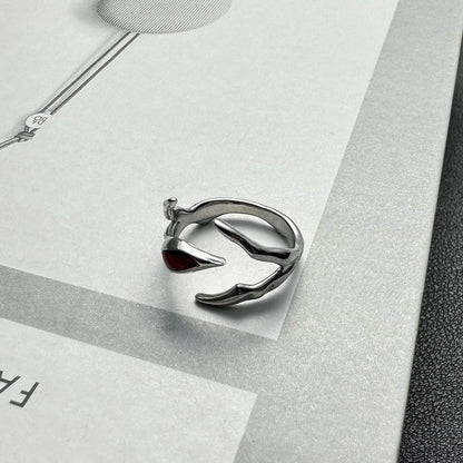 Accessories Adjustable Red Drip Statement Ring