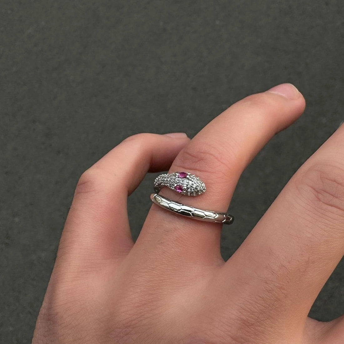 Accessories Adjustable Silver Diamond Serpent Ring