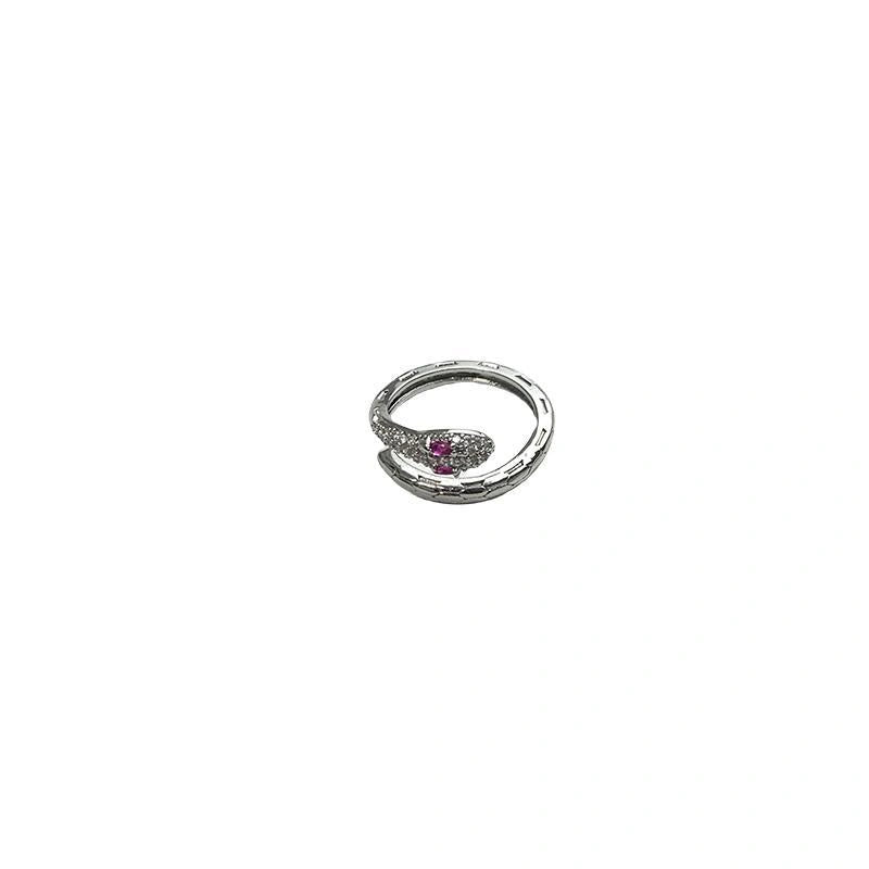Accessories Adjustable Silver Diamond Serpent Ring
