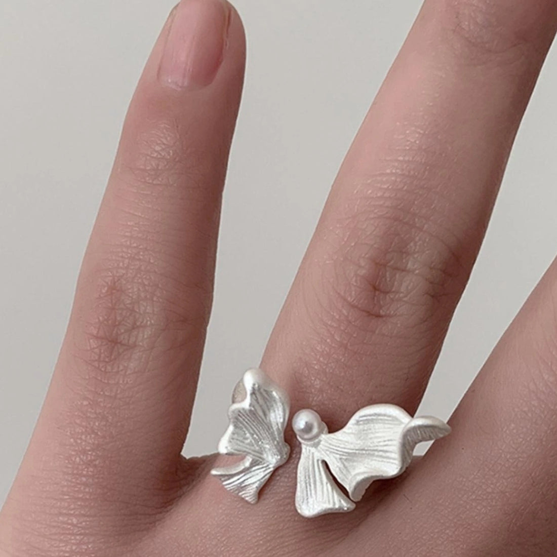 Accessories Adjustable Silver White Butterfly Ring