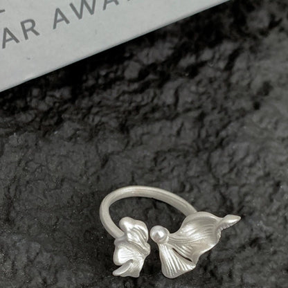 Accessories Adjustable Silver White Butterfly Ring