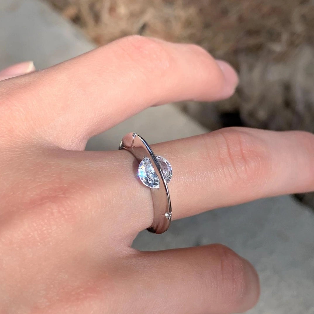 Accessories Adjustable Silver Zircon Orbit Ring