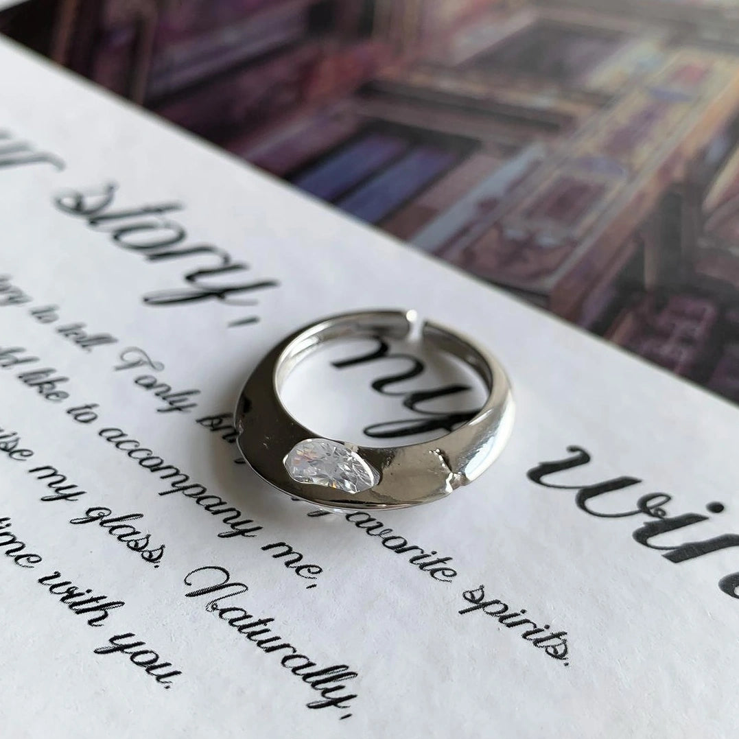Accessories Adjustable Silver Zircon Orbit Ring