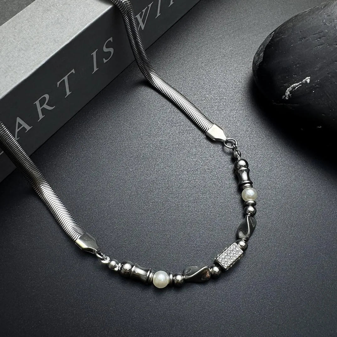 Accessories Adjustable Snake Chain Necklace Unisex Matte Black Finish