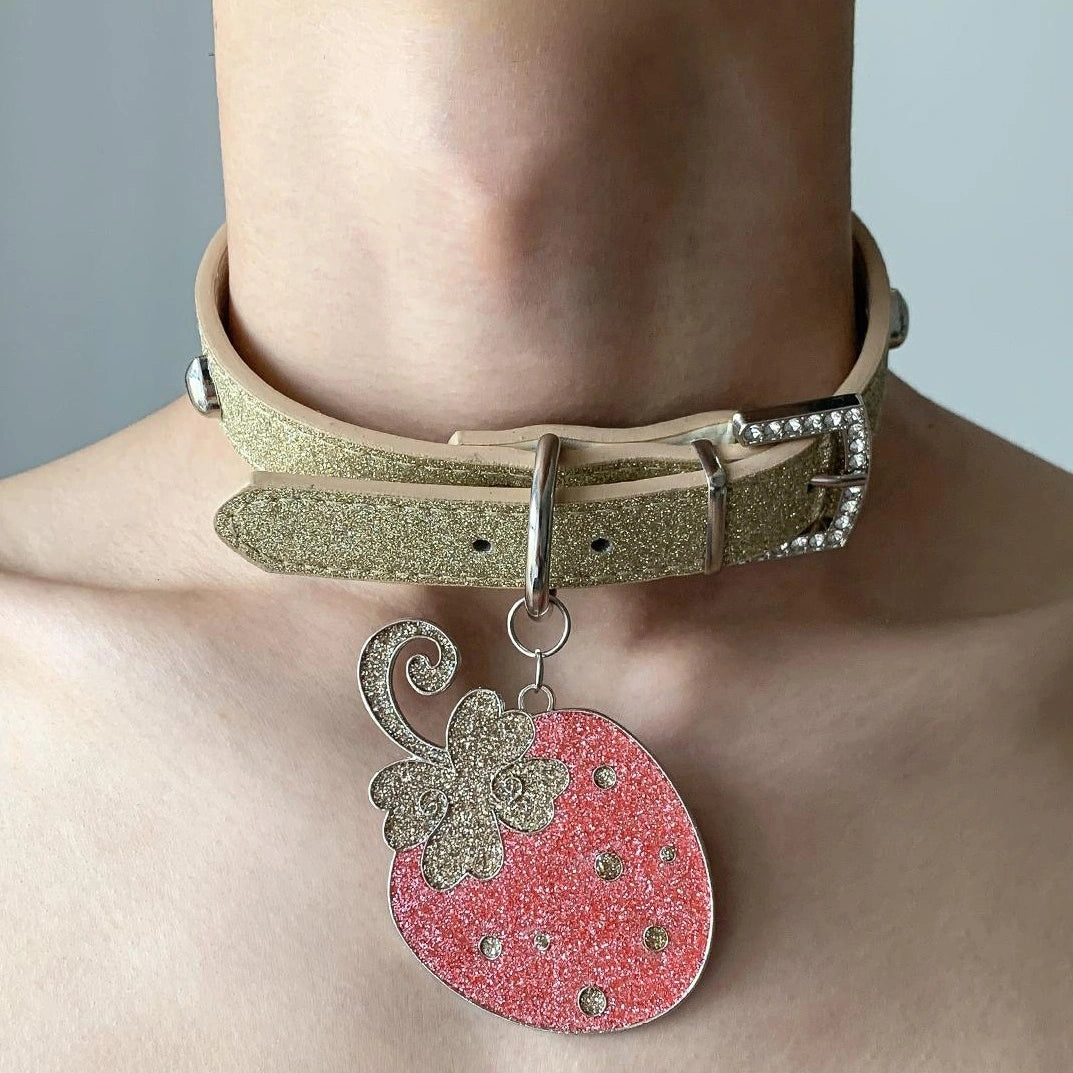 Accessories Adjustable Strawberry Pendant Collar Necklace
