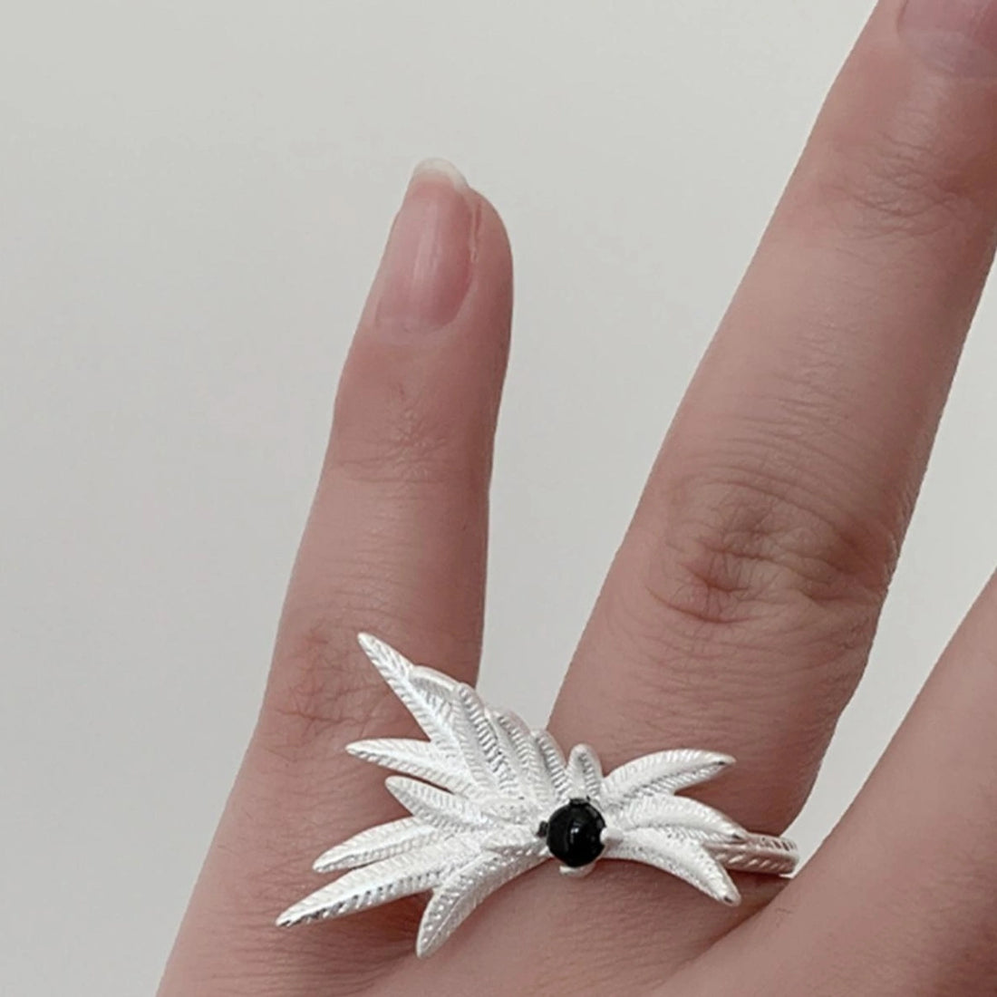 Accessories Adjustable White Feather Ring