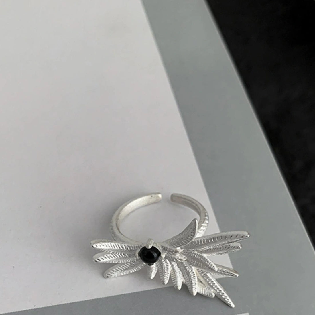Accessories Adjustable White Feather Ring