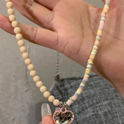Accessories Asymmetric Beaded Heart Choker