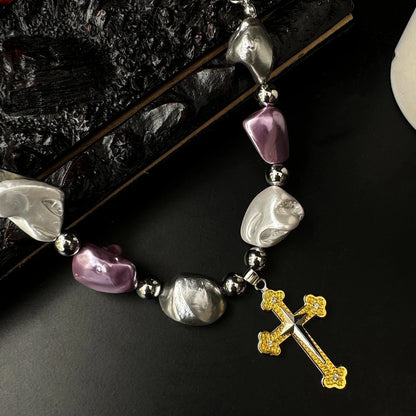 Accessories Asymmetrical Y2k Cross Pendant Necklace