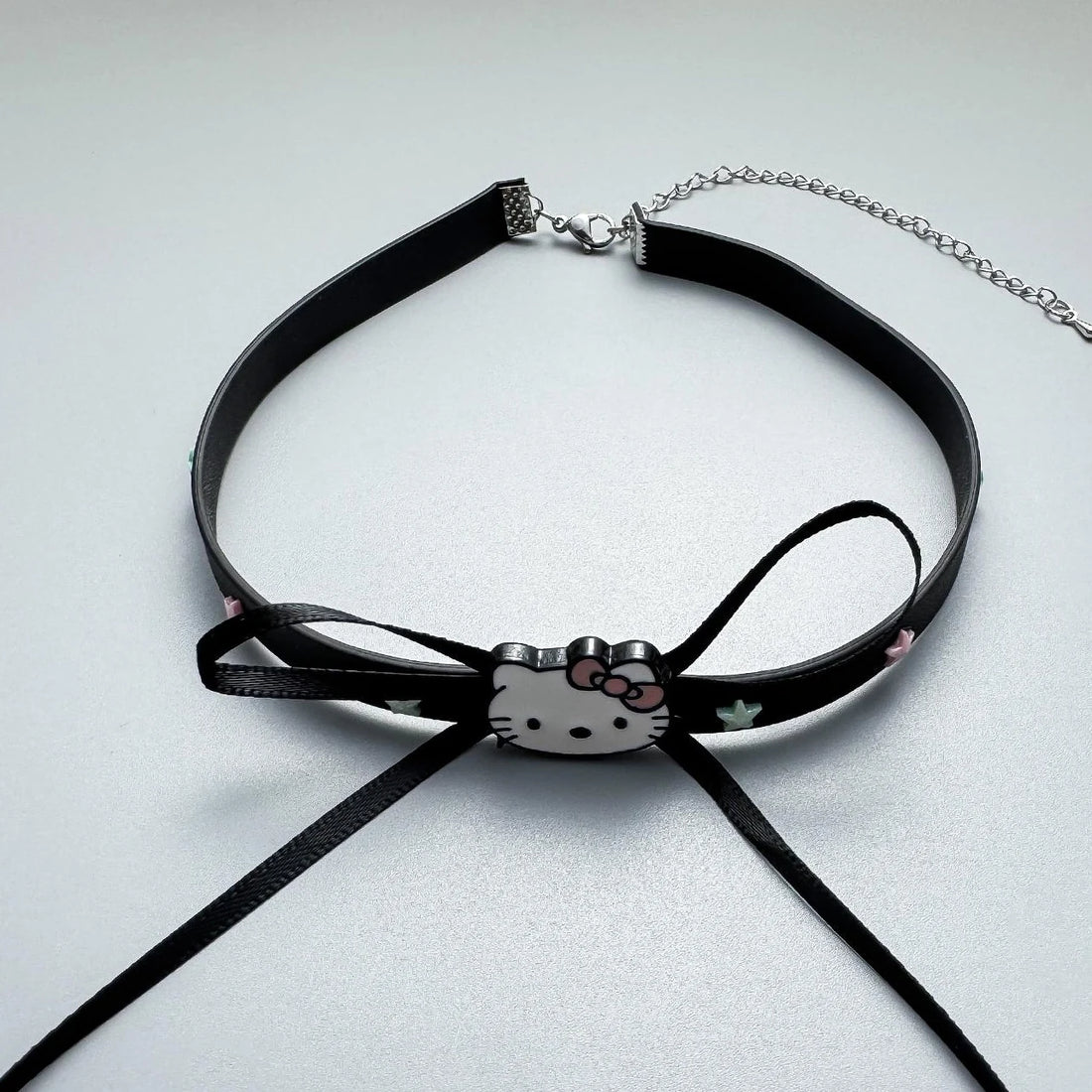 Accessories Black Bow Charm Choker With Colorful Star Accents