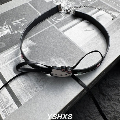 Accessories Black Bow Charm Choker With Colorful Star Accents