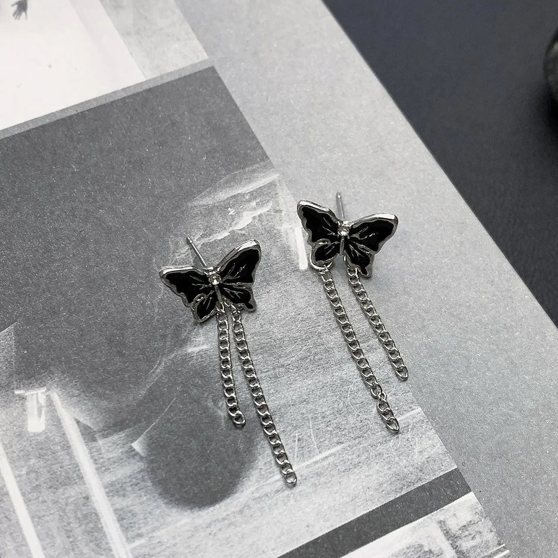 Accessories Black Butterfly Fringe Earrings