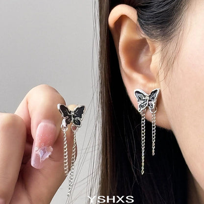 Accessories Black Butterfly Fringe Earrings
