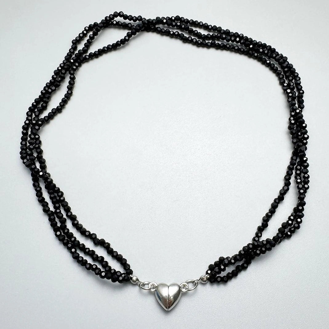 Accessories Black Heart Beaded Choker Necklace