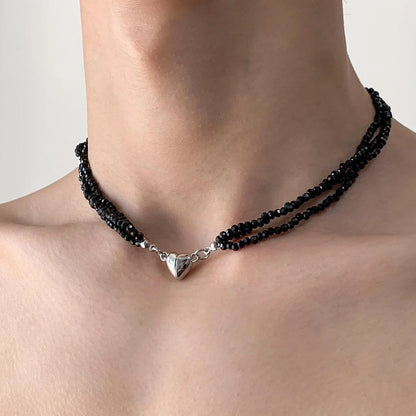 Accessories Black Heart Beaded Choker Necklace