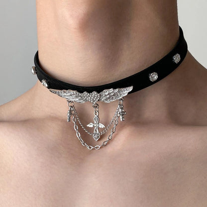 Accessories Black Heart Wing Choker Necklace