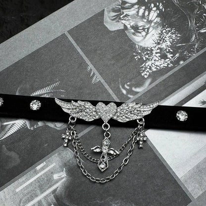 Accessories Black Heart Wing Choker Necklace