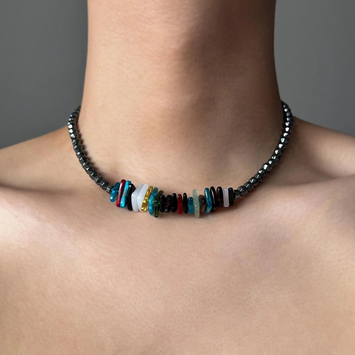Accessories Black Onyx Crystal Stone Choker Necklace