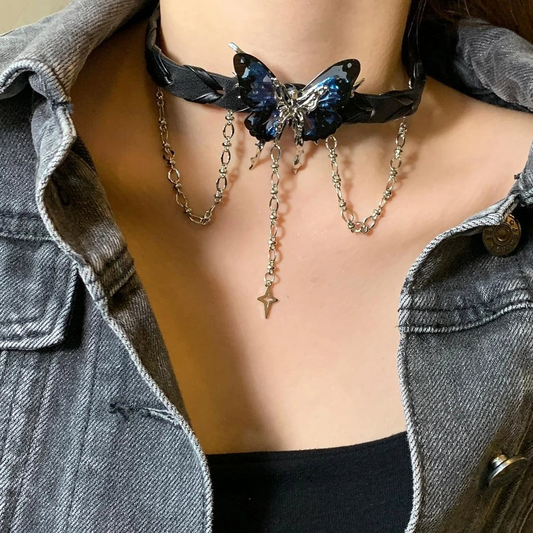 Accessories Black Ruffle Butterfly Choker