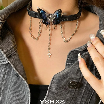 Accessories Black Ruffle Butterfly Choker